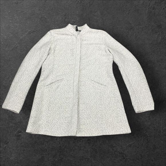 Eileen Fisher System Textural Cotton Tencel Stretch Jacket Gray White Size XS - Picture 4 of 11